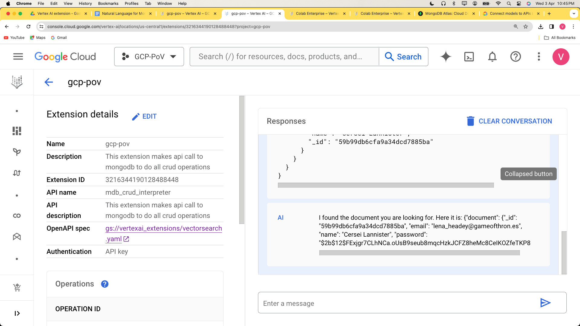 LLM converts the extension response to natural language and responds back to user